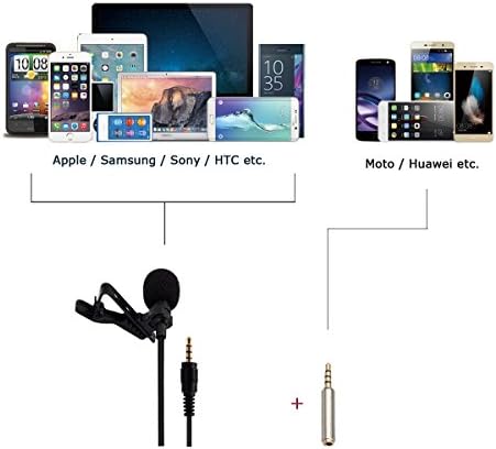 Mikrofon typu lavalier do telefonu komórkowego i PC, 2 m mini kondensator Lapel Mic z 2 formacjami transformowania, idealny do wywiadów, wideokonferencji, podcastów, dyskktatów itd.