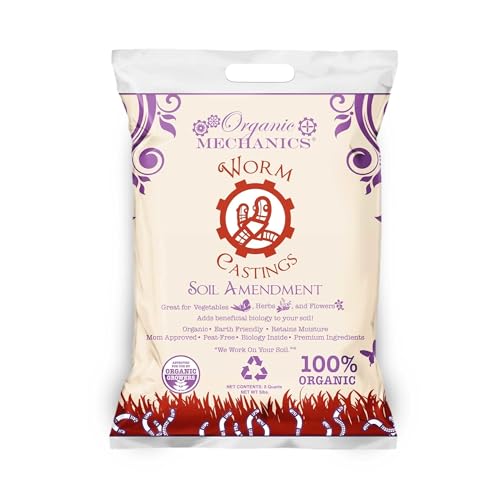 Organic Mechanics Worm Castings Soil Amendment, 5 Pounds - Enhances Soil Structure & Retains Moisture for Vegetables, Herbs and Flowers - Peat-Free, Eco-Friendly & Locally Sourced