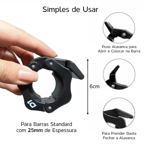 Par Presilhas Lock Jaw Collar 25mm P/Barra de Musculação Standard - D1fitness