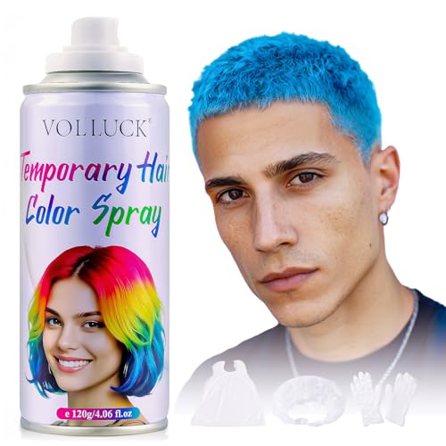 Blue Hair Spray Temporary, Hair Color Spray 1-Day Hair Dye Colored for Kids Women Men, Hair Wax Color Washable, Hair Paint for Halloween Party Fast-Drying, Non-Sticky 4.06 Fl Oz