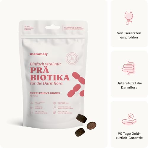 mammaly Probiotika-Drops für Hunde 110g - Verdauungssnacks für Magen Darmflora Aufbau (bei Durchfall, Sodbrennen & Gras fressen) Alternative-Leckerlie zu Heilerde, Kohletabletten als leckere Snacks