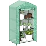 CUBIERTA DE PLÁSTICO: Nuestra cubierta verde protege las plantas de los rayos UV mientras permite que la luz solar nutritiva pase ininterrumpidamente y distribuya la luz y la temperatura de manera uniforme por todo el invernadero. Protege las plantas del frío, la brisa, la lluvia y los pájaros