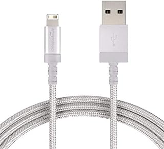 AmazonBasics Nylon Braided Lightning to USB A Cable, MFi Certified iPhone Charger, Silver