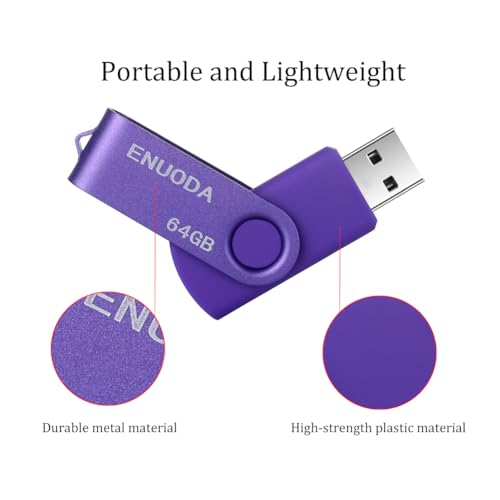 Image of 64GB Flash Drive ENUODA 1 Pack Thumb Drive 64GB USB 2.0 Memory Stick Jump Drive Pen Drive for File Storage and Data Transfer (Purple)