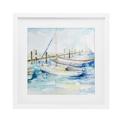 Affiche encadrée Lorenzo Collective Docked Sails on Stormy Sea Stupell Industries 33x33 cm