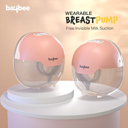 Image of Baybee CuddleFlow Double Wearable Electric Breast Pump for Mothers | Portable Breast Pump Electrical Machine with 3 Modes (Lactation, Milk Suction, Massage) & 15 Suction Levels | Automatic Breast Milk Pump with Rechargeable 1500mAh Battery & LED Display | Hands-Free, BPA-Free 180ml Milk Cup | Quiet, Compact & Premium Carry Case (Orange)