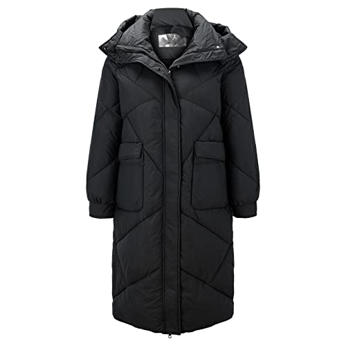 Vêtement de pain épaissi et veste en laine de coton femme longue noire
