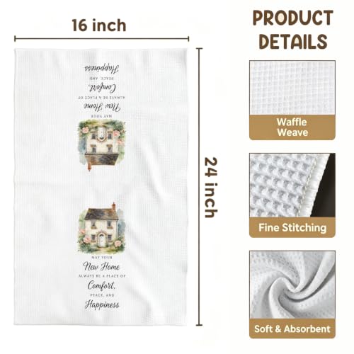 New Home Kitchen Towel, Housewarming Gift Cottage Floral Dish Towel - Image 4