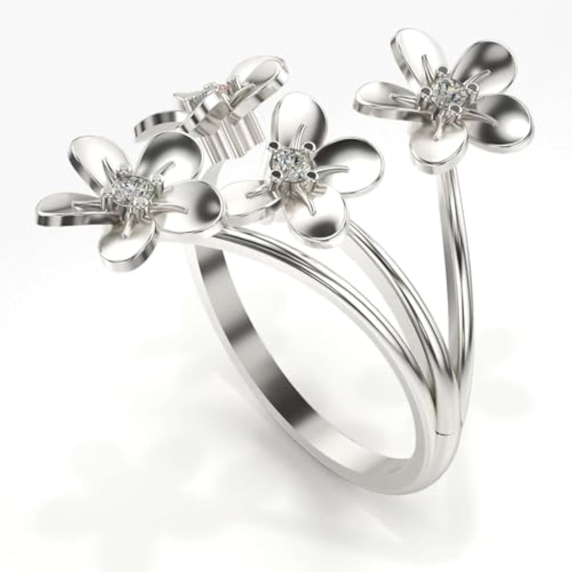 Women's Sterling Silver & Lab Grown Diamond Ring, 0.09cts