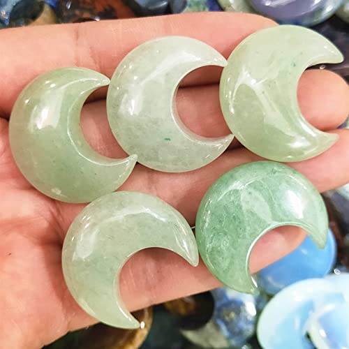 YEAHSO Natural All Kinds of Material Crystal Moon Gemstone Moons 5pcs Suitable for Furniture Decoration Ornaments (Color : Aventurine)
