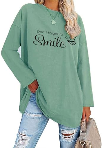 Teesho Damen Tshirt Langarm Oversized Oberteile Baumwolle Shirts Casual...