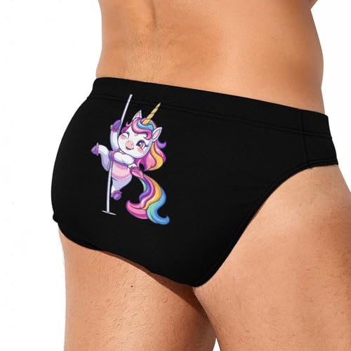 Funny Pole Dancing Unicorn Mens Swim Briefs Bikini Swimwear Print Beach Shorts Sexy Swimsuit3