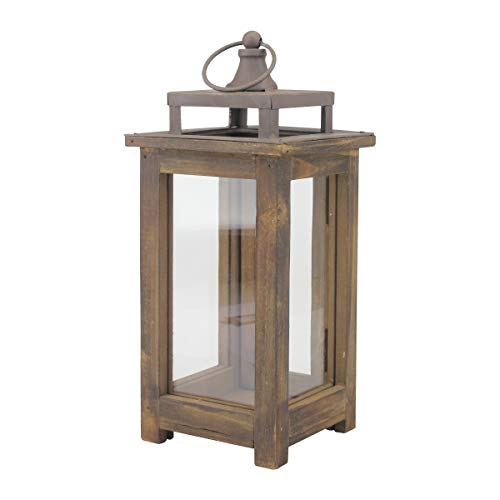 Stonebriar Decorative Rustic Wooden Hurricane Candle Lantern With Handle And Hinged Door, Small, Brown #TOP2