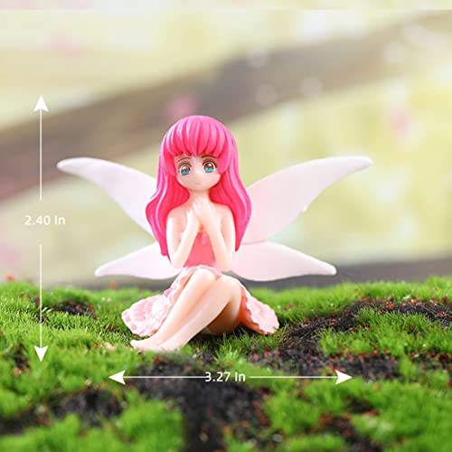 LONCESS Acessórios de jardim de fadas em miniatura, pequenas estatuetas de fadas para jardim de fada