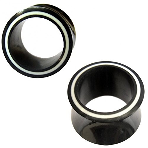 CHICNET Cuerno Plug túnel de la Carne Negro Lamer orgánicos Blancos Tribal Expander Tapones Pendientes Piercing 10mm