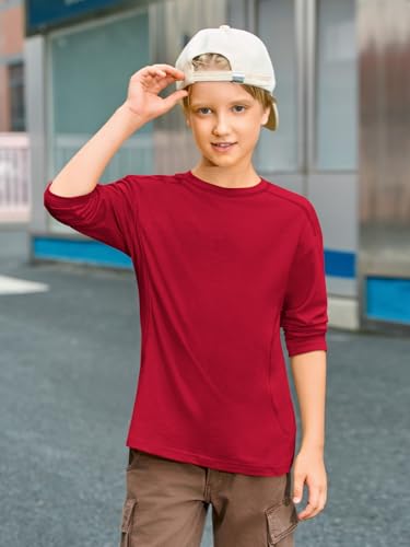Haloumoning Boys Long Sleeve Shirts Kids Crewneck Oversized Casual Tees Fall Fashion Shirt Tops 5-14 Years3