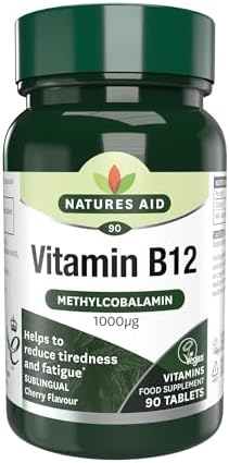 Natures Aid Vitamin B12 1000µg – High Strength Sublingual Tablets...