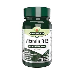 Natures Aid Vitamin B12 1000µg – High Strength Sublingual Tablets – Supports Energy, Metabolism & Nervous System – Vegan, Non-GMO, Gluten-Free Supplement – 90 Tablets