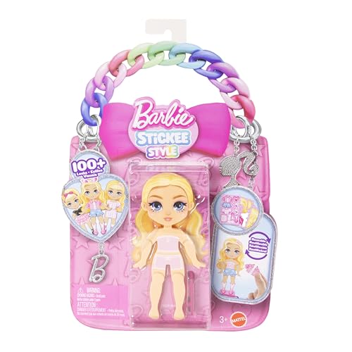 Boneca Barbie Stickee Style Surpresa Mattel. Com roupas adesivas e acessórios criativos para decorar e brincar de moda. Para crianças a partir dos 3 anos.