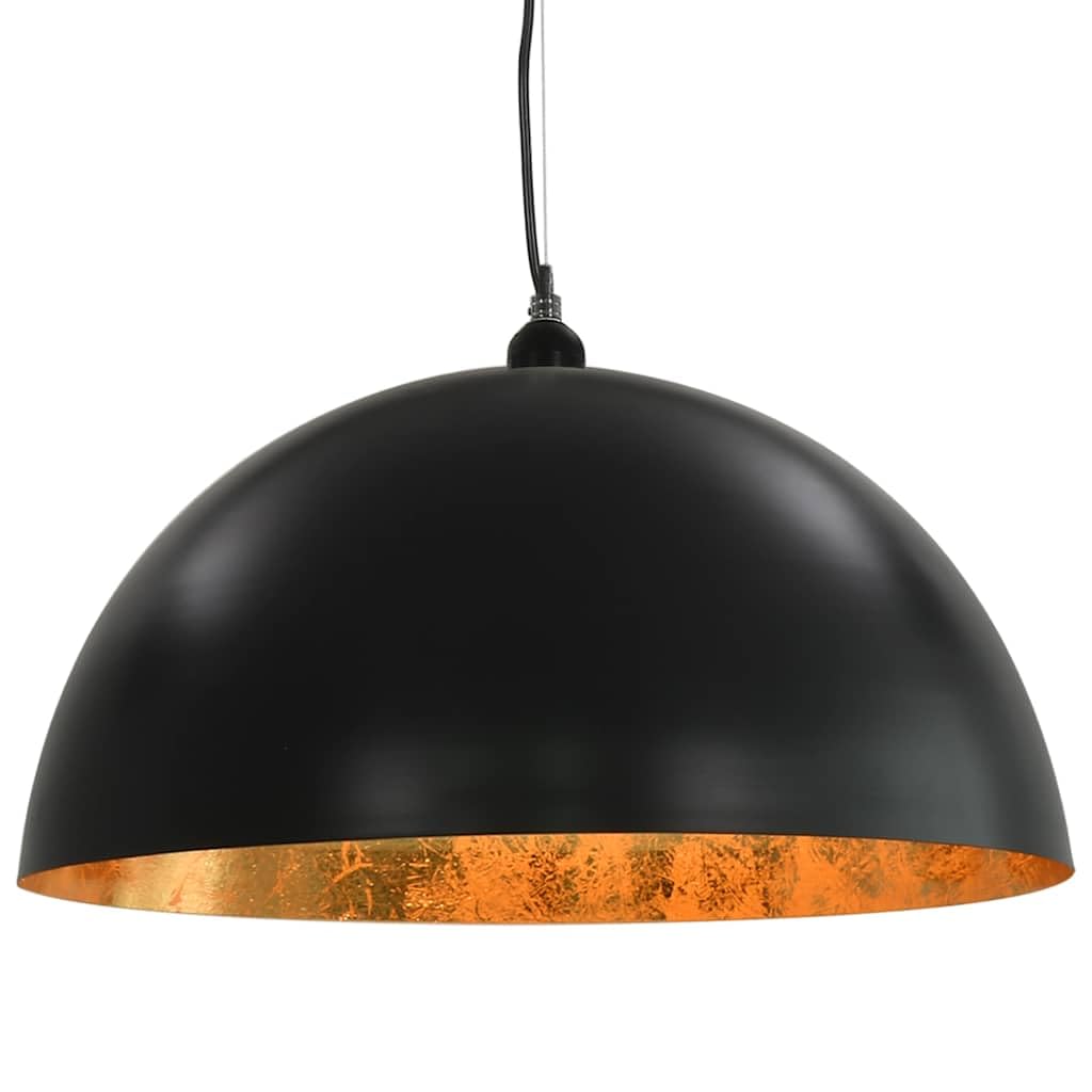 Plafoniere 2 pezzi semicircolare E27 50 cm nero e oro