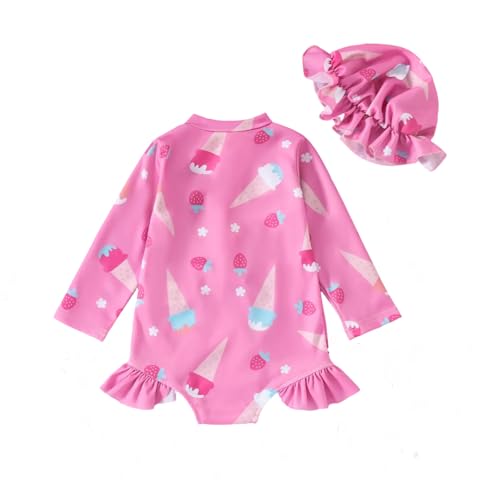 Baby Girl Swimsuit One Piece Rash Guard Bathing Suit Cute Little Girls Long Sleeve Quick Dry Swimwear 0-3 Years2