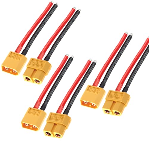ZHOFONET 3 Paar XT60 Pigtail XT60 Stecker und Buchse XT60 Stecker weiblich und Männlich mit 12AWG Silikondraht für RC Lipo Akku FPV Racing Drohne(5cm)