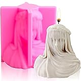 Gasusen Veiled Lady Candle Mold, Silicone Female Bust Maiden Sculpture Statue Mold DIY Hand Soap Making Resin Molds Clay Plaster Craft Mould (L), Pink, MSNS-188