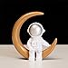 Ni-JASW Silver White Astronaut Statues Set of 4, Spaceman Sculptures Figurines Space Theme Decor for Room Shelf Desk Cake Toppers