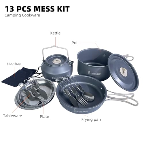 Set de Cocina para Camping Dinithron de 13 Piezas para 2 Personas con Olla de 2 L y Tetera de 1.1 L miniatura 5