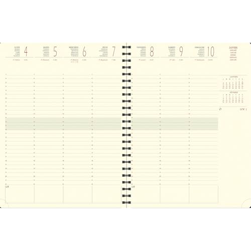 Exacompta 27822E - Recharge agenda de bureau Eurotime 27S spiralé - 21 x 27 cm - Semainier janvier à décembre 2026 - Papier ivoire