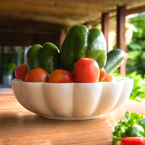 CRAFTFOBIA 10" Large Ruffle Scalloped Bowl for Home marble decor,