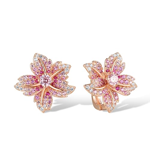 Santuzza Sterling Silver Gemstone Flower Earrings for Women