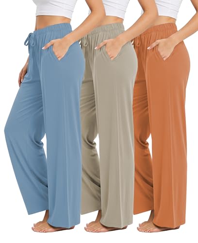 Image of Sexy Basics 3 Pack Buttery Soft Pajama Pants for Women | Comfy Casual Lounge Pajama Bottoms | Drawstring & Pockets Pj