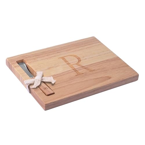 Miicol Wood Charcuterie Board, Monogram Cheese Board 10 Inch, Personalized Initial Cutting Board with Spreader, Unique Housewarming Gift, Ideal for Kitchen, Home, Letter R