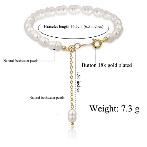 Inzheg Baroque Pearls Bracelet Chain Freshwater Cultured Pearls With 18K Gold Plated Adjustable Aesthetic Valentine Fashion Charm Dainty Bracelets For Women Girls #TOP3