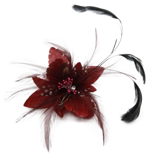 Image of Multi-function Feather Flower Brooch Pins & Hair Clips for Women Girls Corsage Brooch Party Ceremony Accessories Dance Banquet Pins Headdress