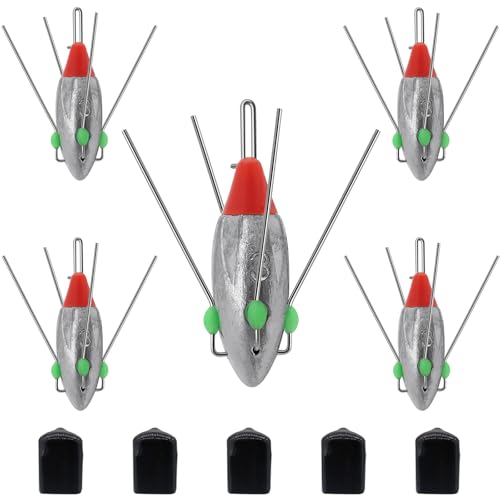 5 Pcs Sputnik Sinker Fishing Weights Lead Fishing Equipment Long Tail Surfing Casting Spider Sinkers for Catfish Saltwater Beach Sand Ocean (3oz - 5pcs)