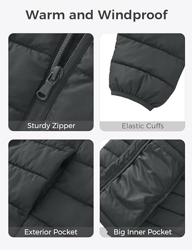 Image of wantdo Boy's Light Winter Jacket Zip Up Puffer Coat Hooded Windproof