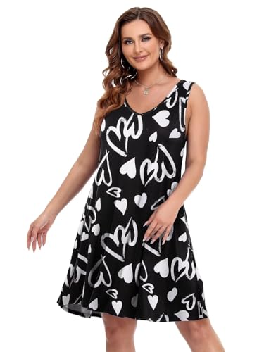 Image of BELAROI Women Casual Summer Beach Dresses Plus Size Sundress V Neck Pockets Swing Tank Dress Cover Ups
