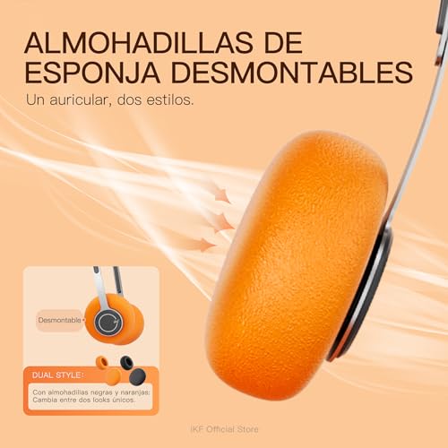 iKF Y3 Auriculares Retro con Cable, Auriculares de Diadema Abiertos, Ligeros y cómodos, Sonido de Alta fidelidad, diseño Ajustable, para Ordenador portátil/Ordenador Personal/teléfono - imagen 7