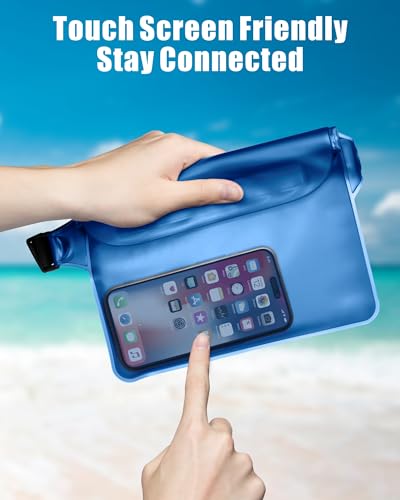 Image of F-color Waterproof Fanny Pack - Waterproof Pouch, Beach Cruise Essentials | Adjustable Waist Strap, Triple Zipper Roll-Top Dry Bag for Phone, Keep Passport Valuables Dry for Beach Kayaking Boating
