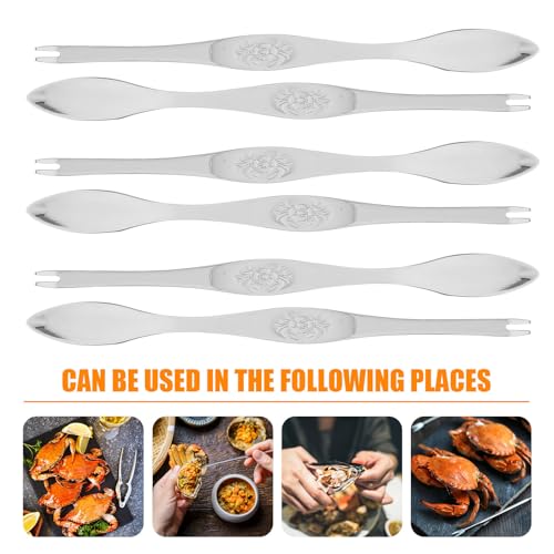 HEMOTON 304 Stainless Steel Crab Tool 6Pcs Seafood Fork Picks for Eating Crab Lobster Shellfish at Home and Restaurant - Image 5
