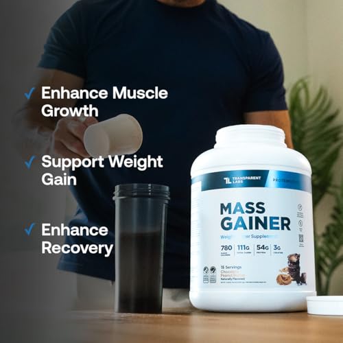 Image of Transparent Labs Mass Gainer Protein Powder - Naturally Flavored Grass-Fed Whey w / 53g Protein, 110g Carbs, High-Calorie Powder for Muscle Gain & Recovery, 3g Creatine - 15 Servings, Chocolate Glaze