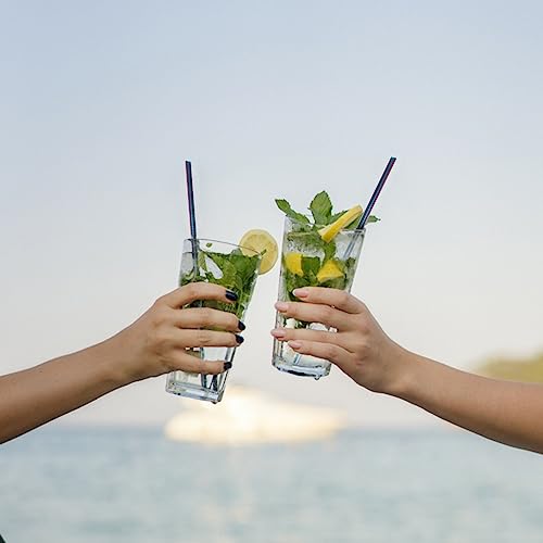 Mobestech 21Pcs Reusable Straws Set Metal Drinking Straws Inclued16 Metal Drinking Straws with Silicone Tip Covers with 4 and 1 Portable Bag for Smoothie Cold and Hot Drinks - Image 4