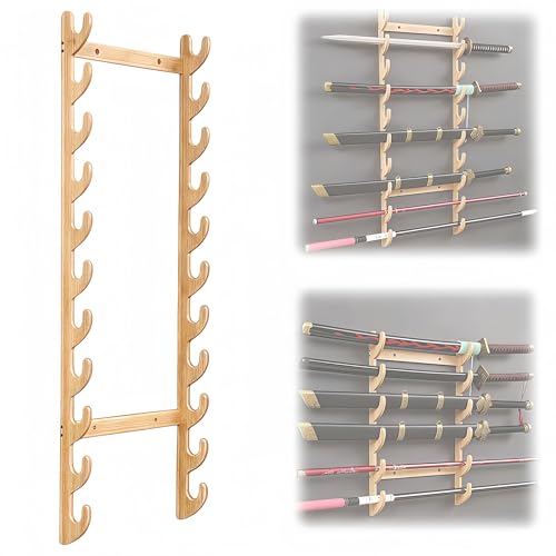 Taqargzy Wall Hanger for Sword Waterproof?Enduring, Lightweight and Space-Saving?Easy to Install for Wall Mount Japanese Samurai Display Stand.(11 Layer)