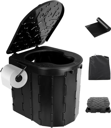 Kipida Portable Toilet For Adults, Camping Toilet With Soft Cushion And Paper Holder cover