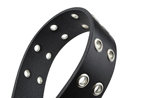 Belle Donne - Women's Double Grommet Leather Jeans Belt, Black , Size M(33"-36") - Thumbnail 4