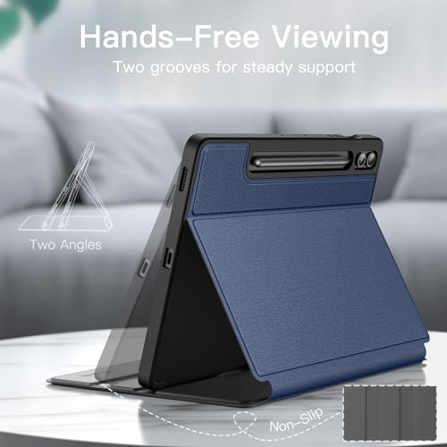 Image of JETech Cover Case for Samsung Galaxy Tab S9 FE+ / S9 FE Plus 12.4-Inch with S Pen Holder, Slim Folio Stand Protective Tablet Cover, Multi-Angle Viewing (Navy Blue)