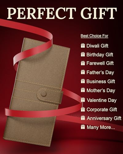 Image of FEDUS Leather Premium Long Currency Holder,Passport Holder for Unisex, Wallet with Card Holder,Id Card,Ticket,Currency,Boarding Pass Slots RFID Protected Travel Accessories Organiser,Brown