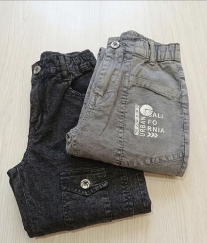 Image of Boys Cargo Pants, Kids Cargo Jeans with Pockets, Adjustable Waist, Stretch Denim Casual Pants for Boys